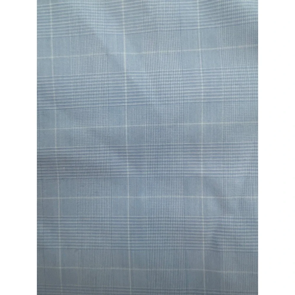 Jos A Bank Shirt Mens 16.5 - 35 Blue Plaid 100% Cotton Traveler's Button Up